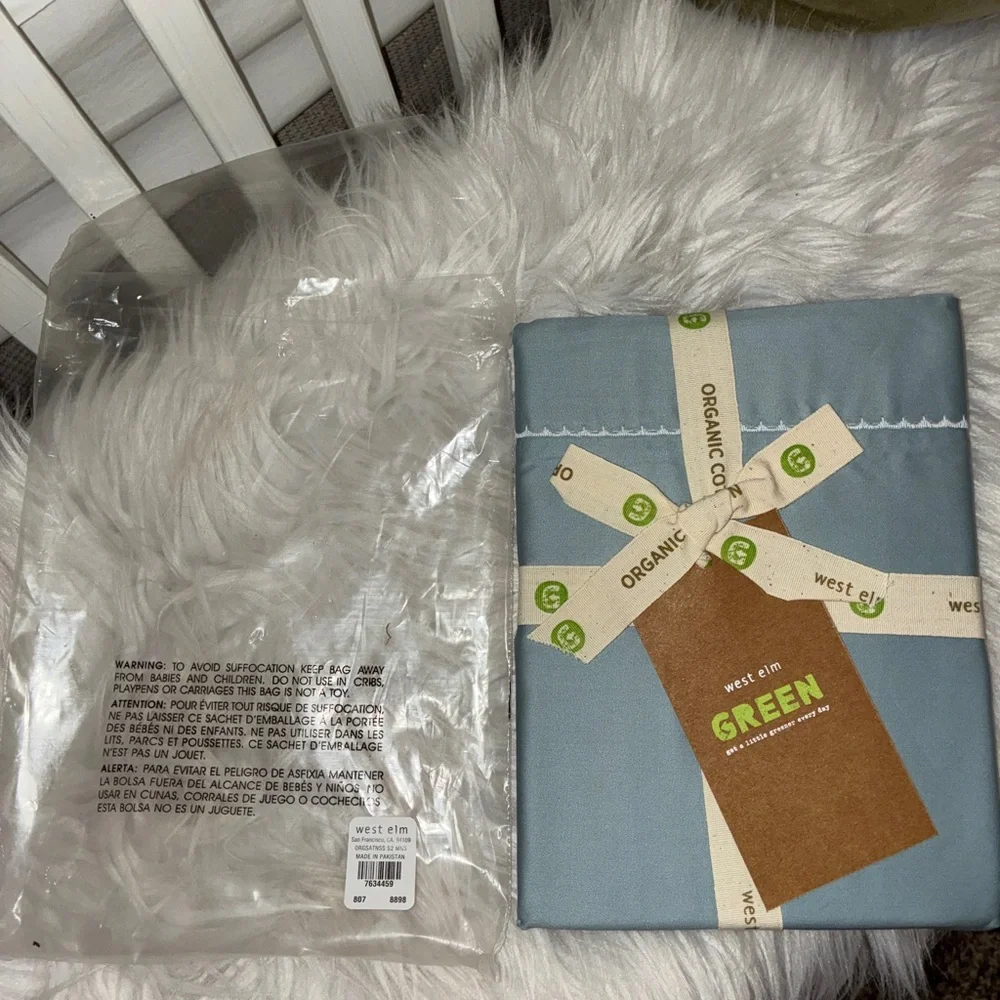 NWT West Elm Organic Cotton Blue Standard pillow covers.